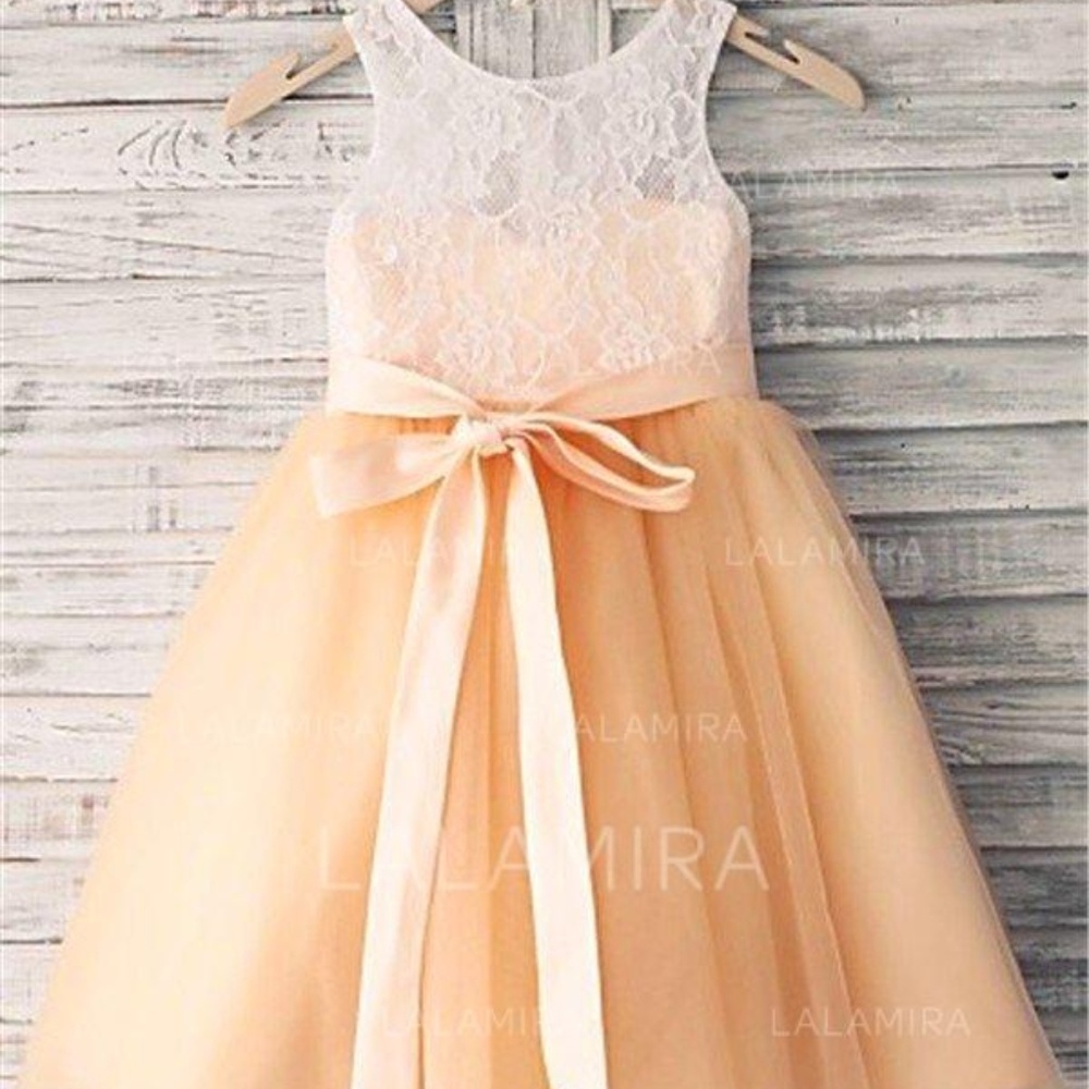 lace, tulle, dusty rose, flower girl, size 4